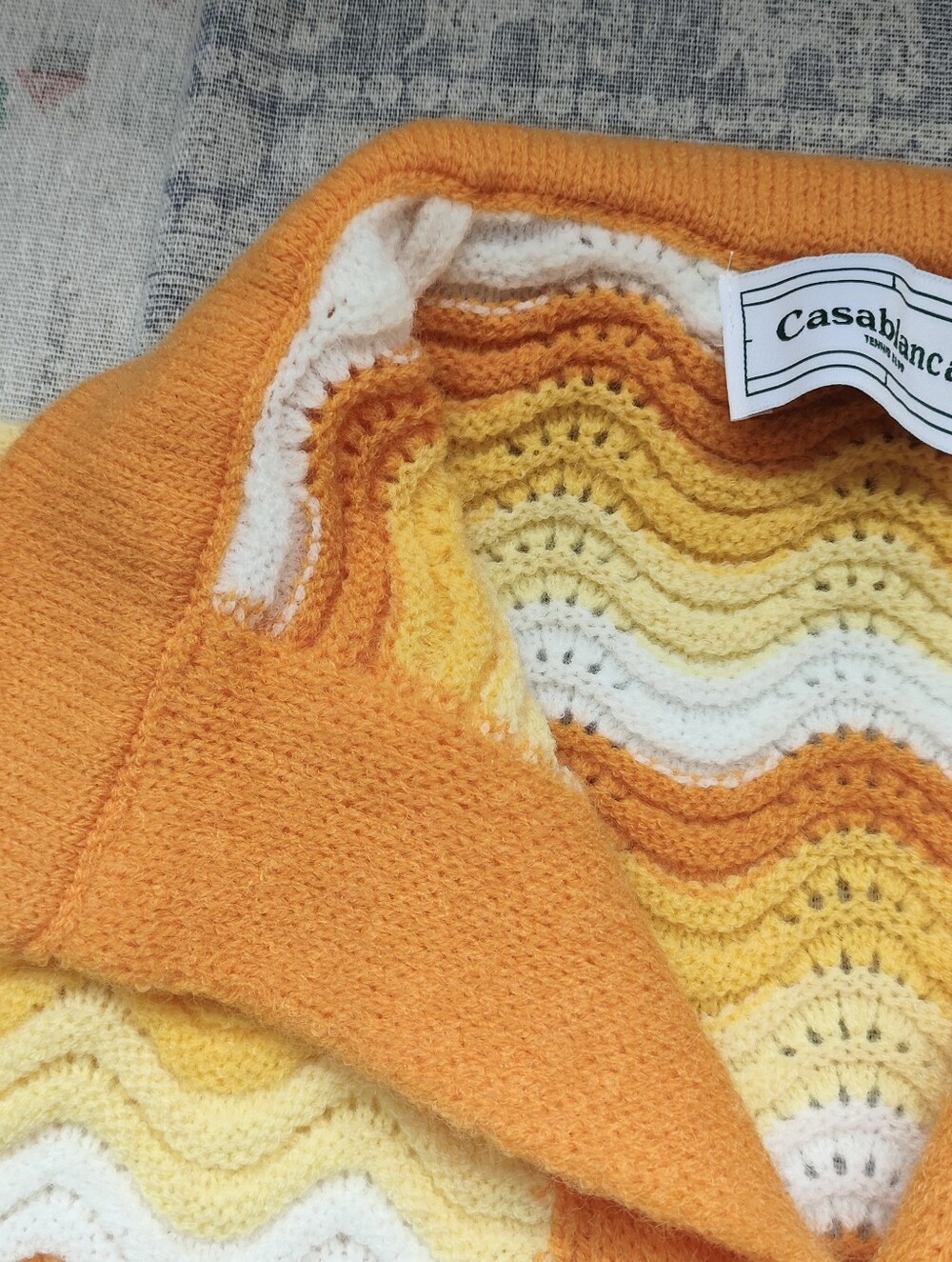 Casablanca Vintage Wave Pattern Knit Polo Cardigan - Picture 4 of 5